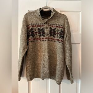 Tricots St. Rafael Fair Isle Knit 1/4 Button Henley Sweater
